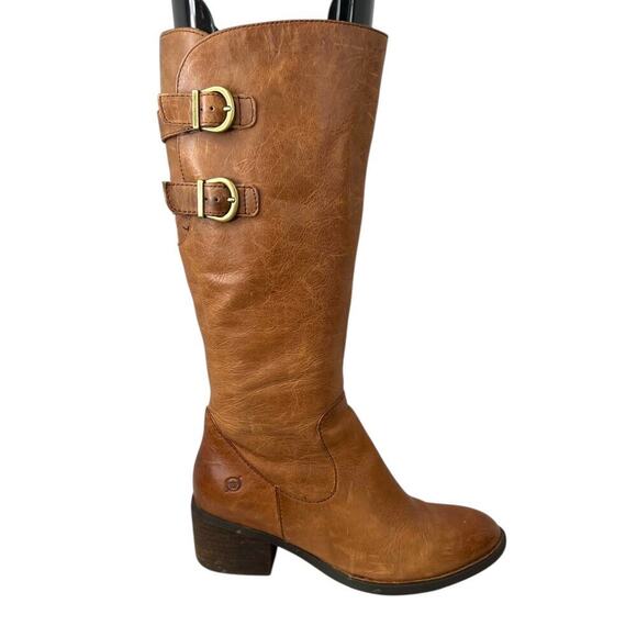 Born Shoes - BORN the Bley Tall Riding Boots in Tan Brown Leather Women's Size 8M